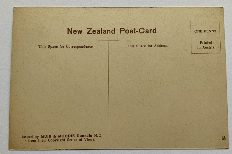 Early 1900s postcard Safe or Happy Cove, Head of Lake Te Anau NZ by Muir & Moodie